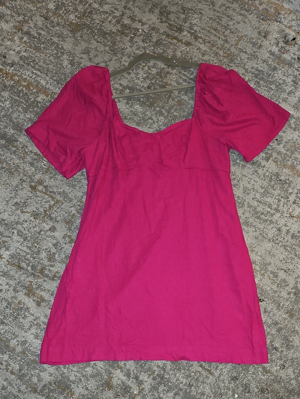 A New Day Puff Sleeve Linen Blend Dress Dark Pink XL - Picture 3 of 8